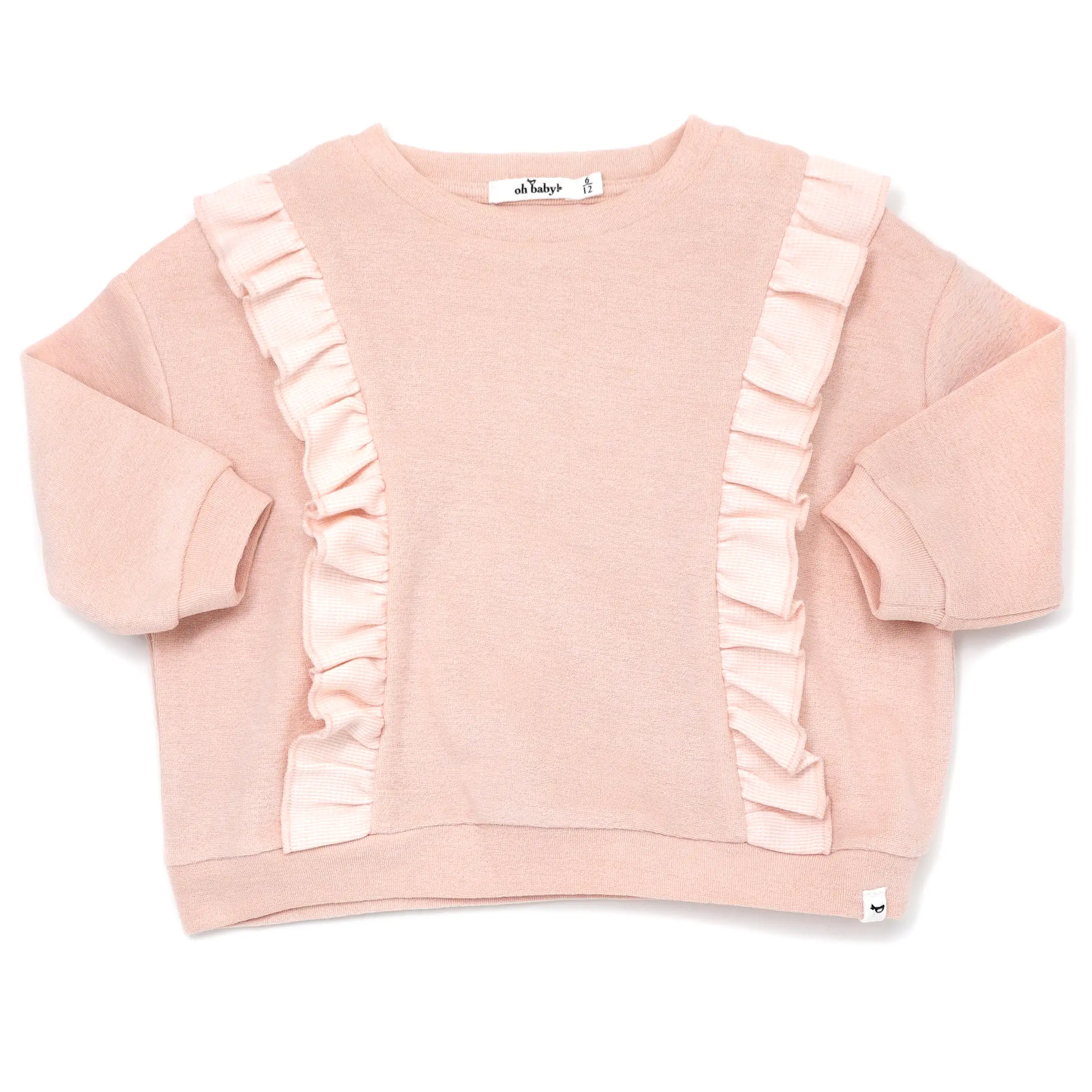 oh baby! Cotton Terry Millie Ruffle Boxy Sweatshirt - Peachy