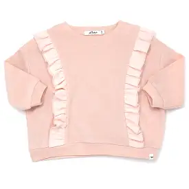 oh baby! Cotton Terry Millie Ruffle Boxy Sweatshirt - Peachy