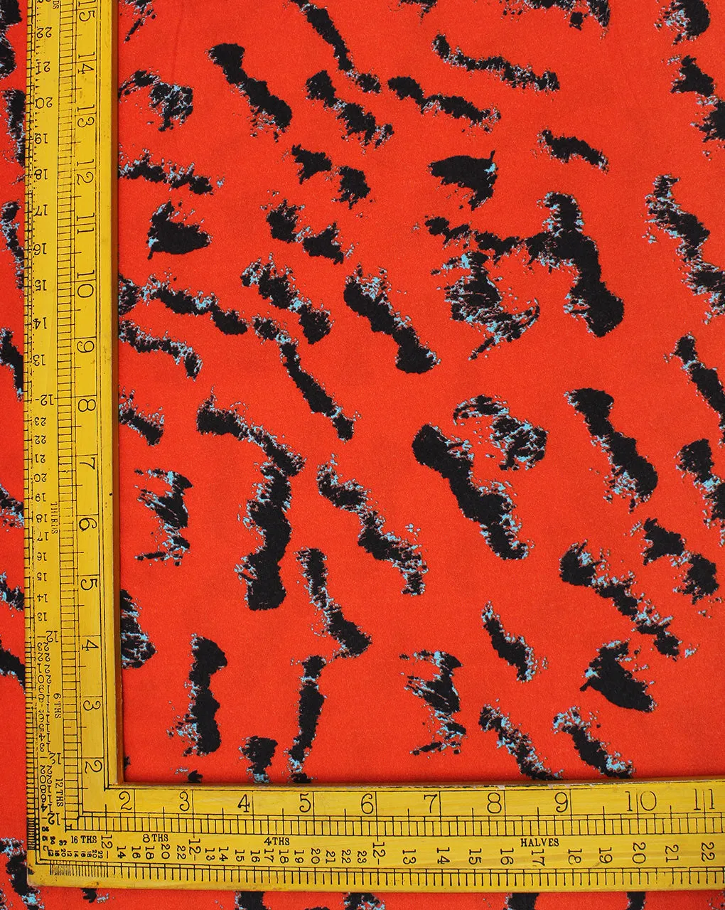 Orange And Black Abstract Design Rayon Fabric