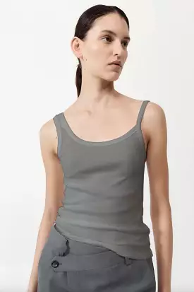 Organic Cotton Asymmetric Tank - Pewter Grey