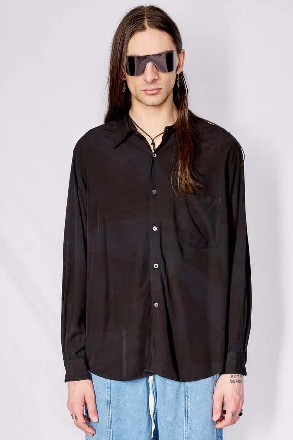 Overdyed Rayon Classic Shirt - Black