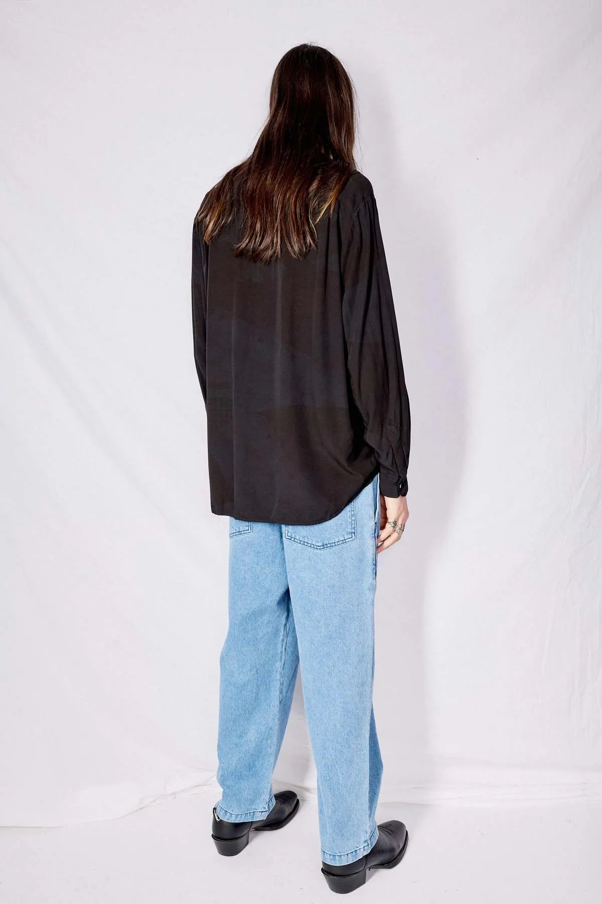 Overdyed Rayon Classic Shirt - Black