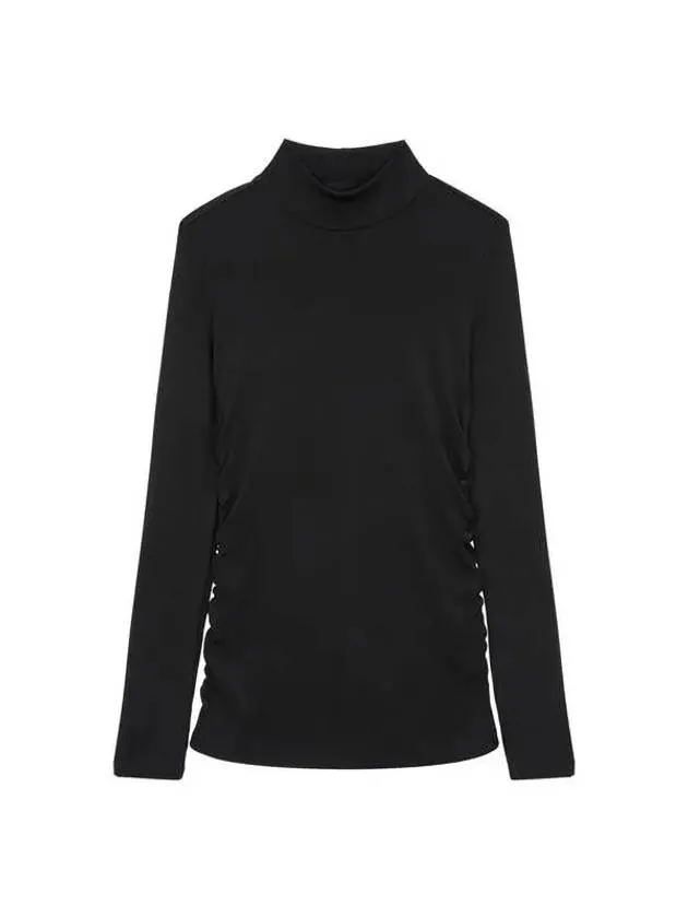 Overseas station season big chance 8 18 women s side shirring rayon knit black 270924