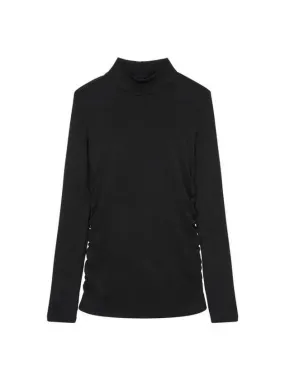 Overseas station season big chance 8 18 women s side shirring rayon knit black 270924