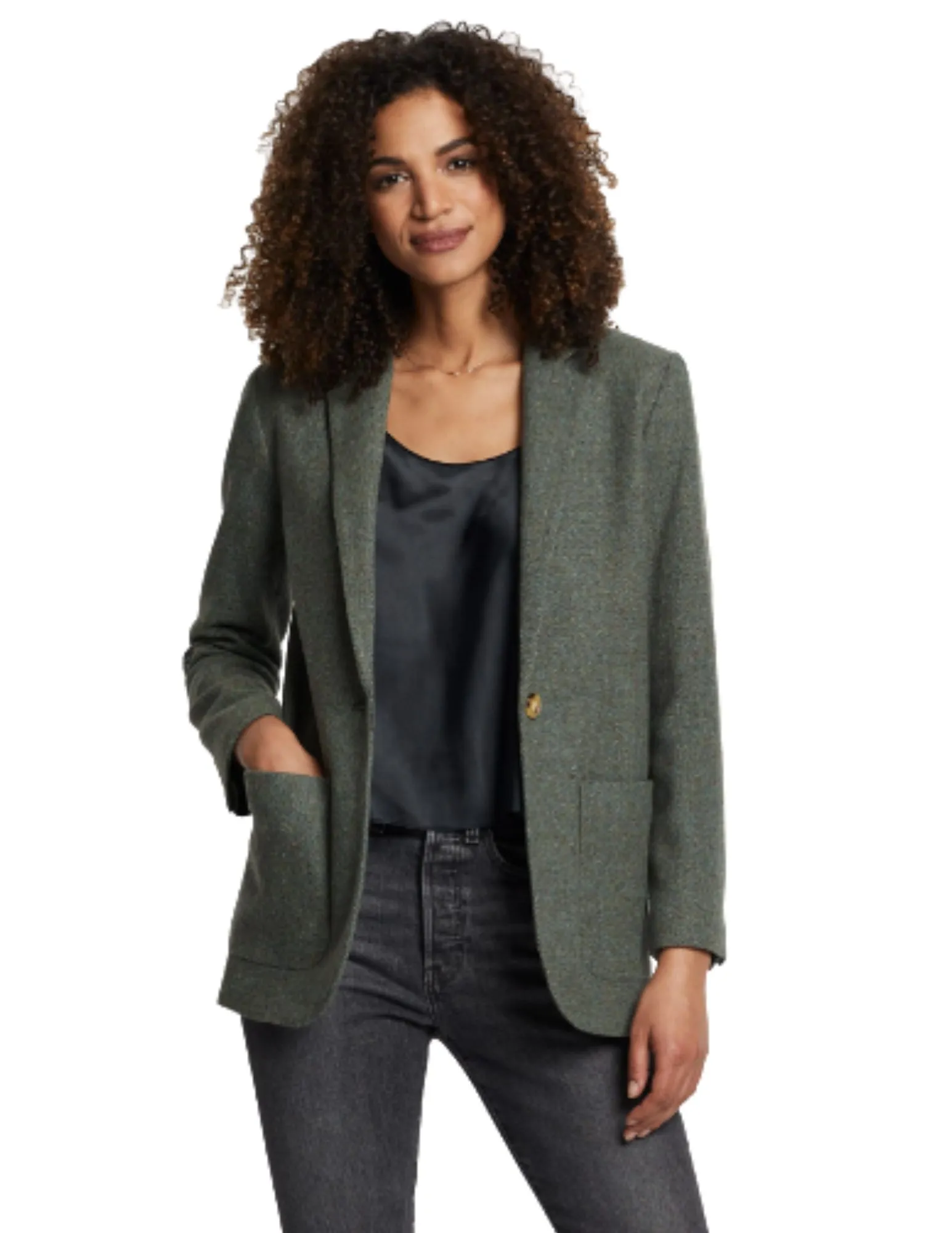 Pendleton Womens Davis One Button Olive Blazer