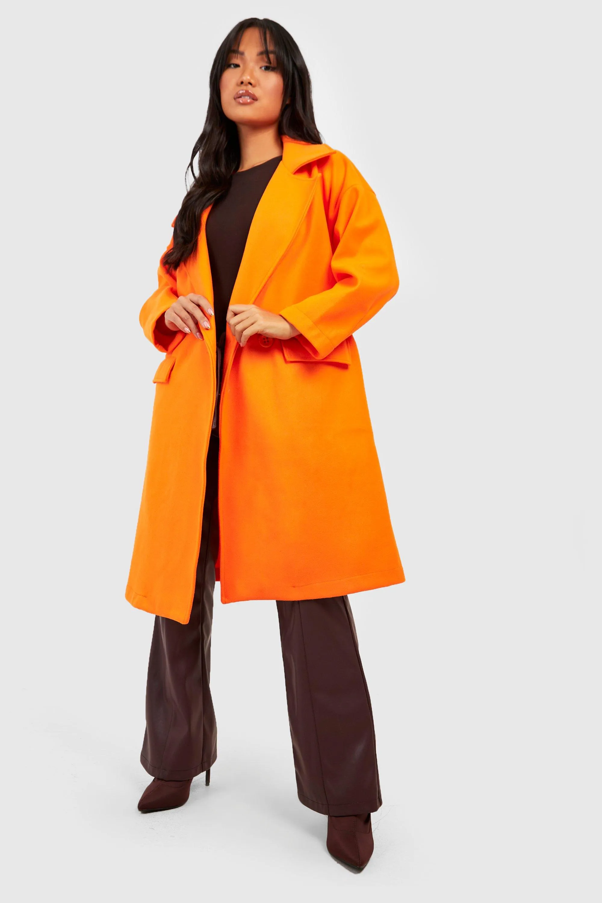 Petite Premium Wool Look Oversized Coat