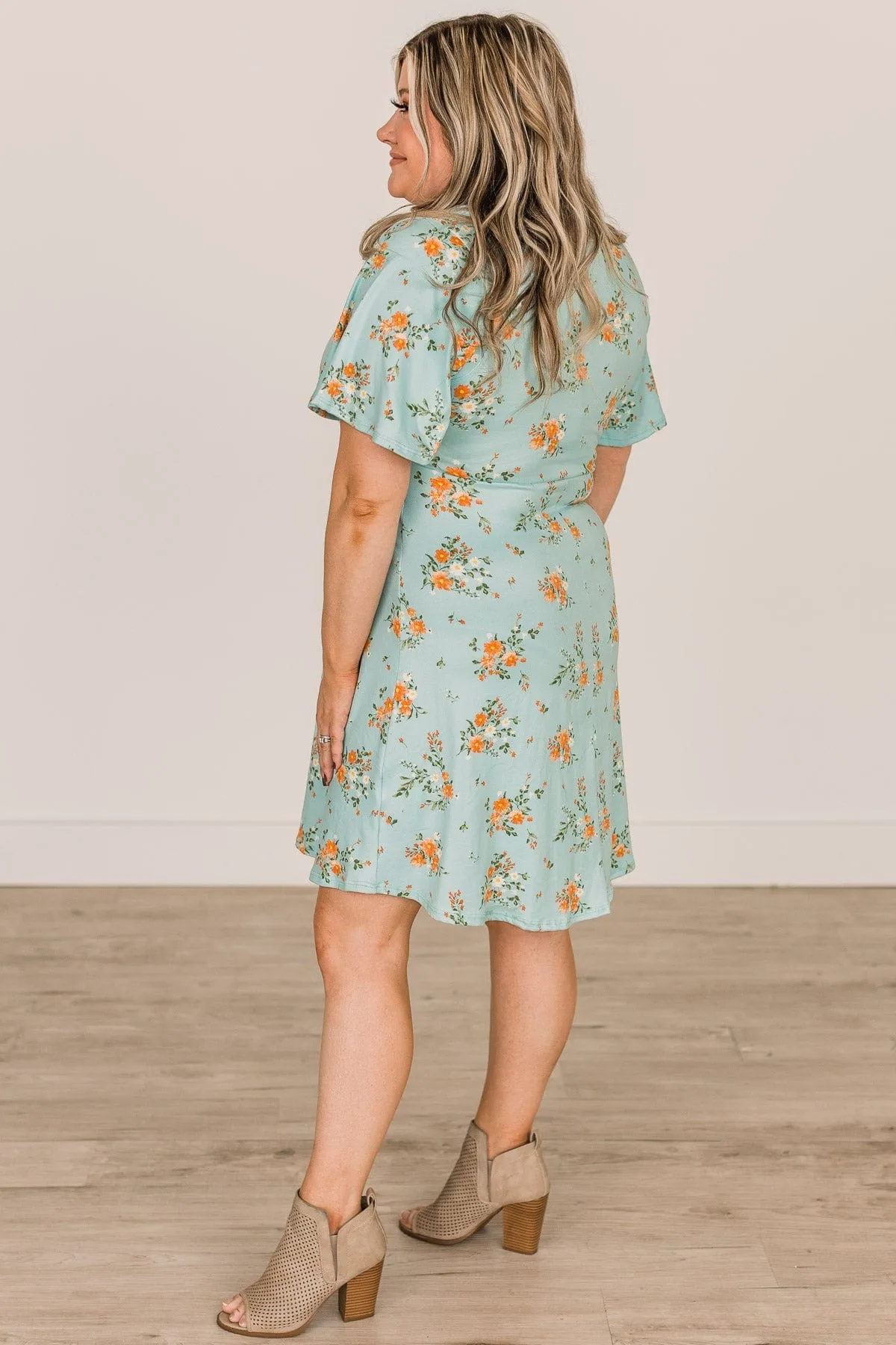 Picking Daisies Floral Dress- Aqua Blue