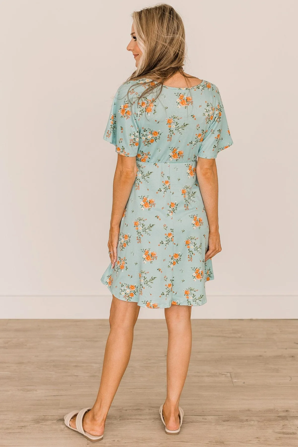 Picking Daisies Floral Dress- Aqua Blue