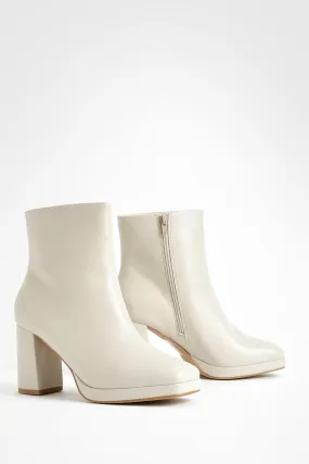 Platform Block Heel Ankle Boots