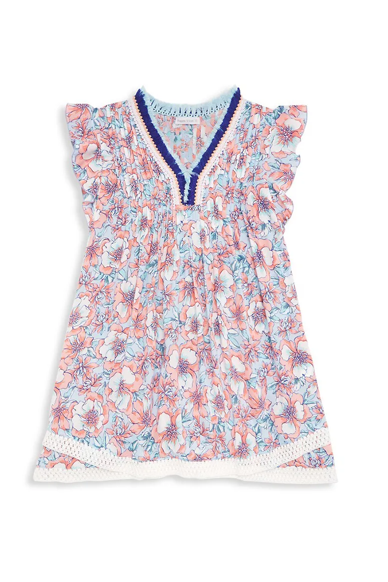 Poupette St. Barth - Sasha Kids Mini Dress - Aqua Dalia