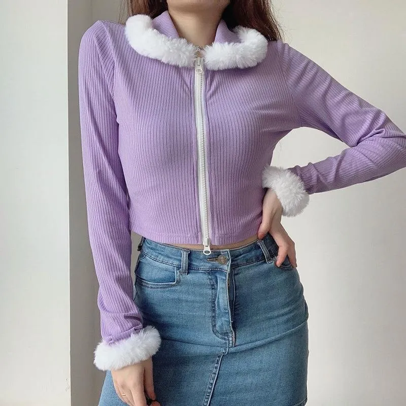 Purple Fur Crop Top