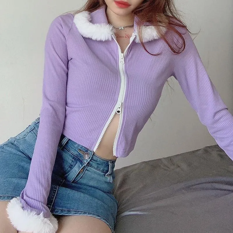 Purple Fur Crop Top