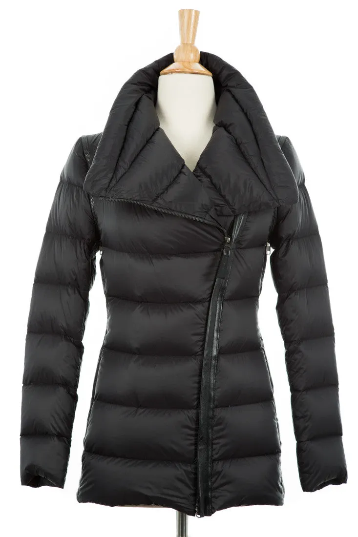 Qeren Convertible Puffer Jacket With  Leather Trim