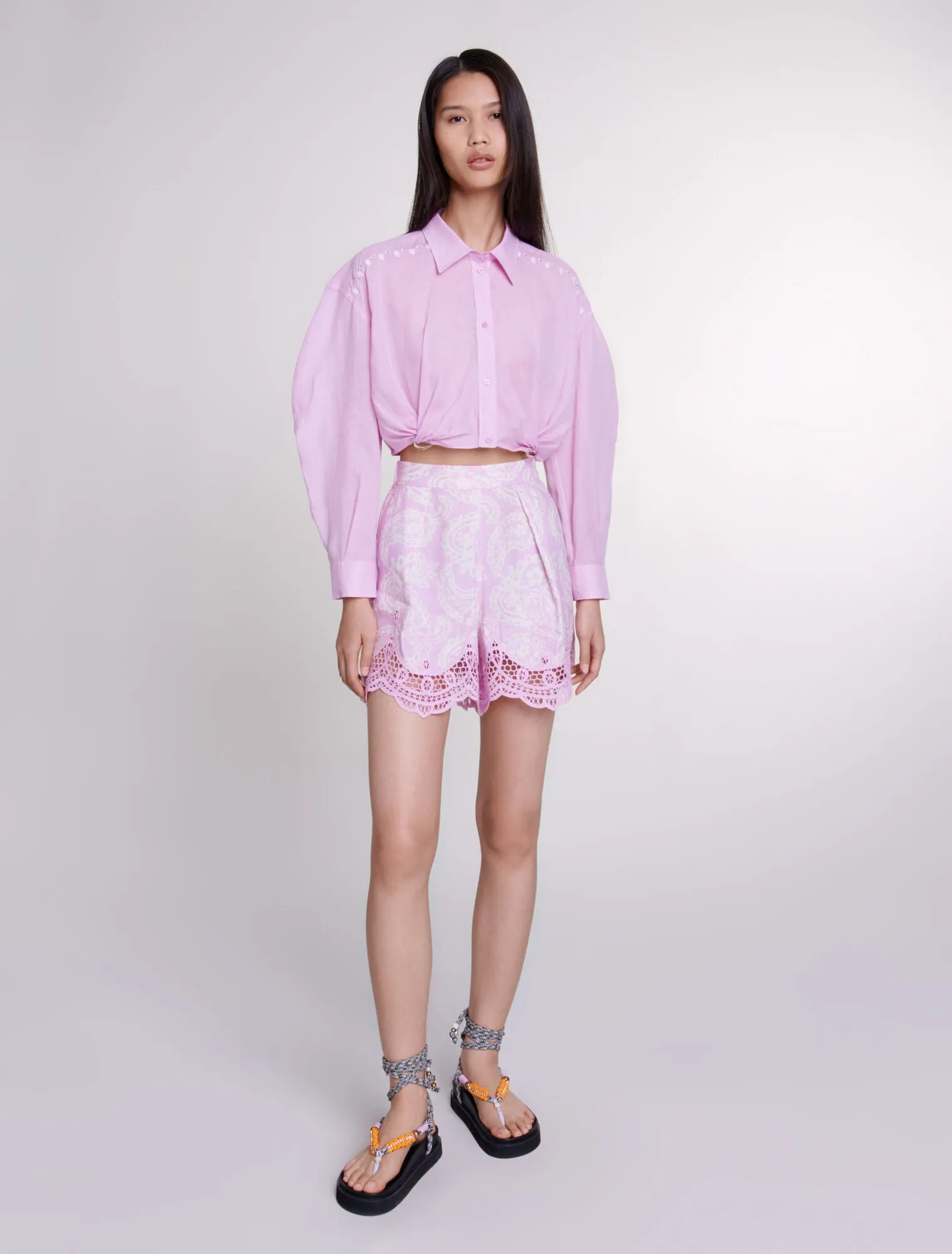 Ramie cropped shirt