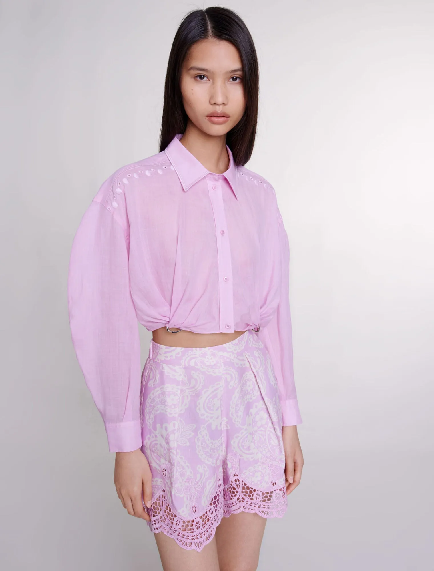 Ramie cropped shirt