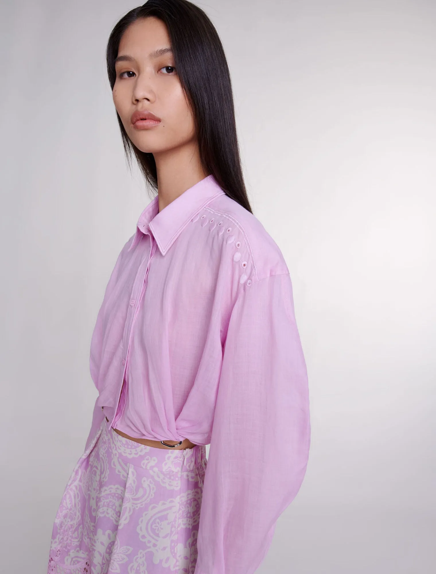 Ramie cropped shirt