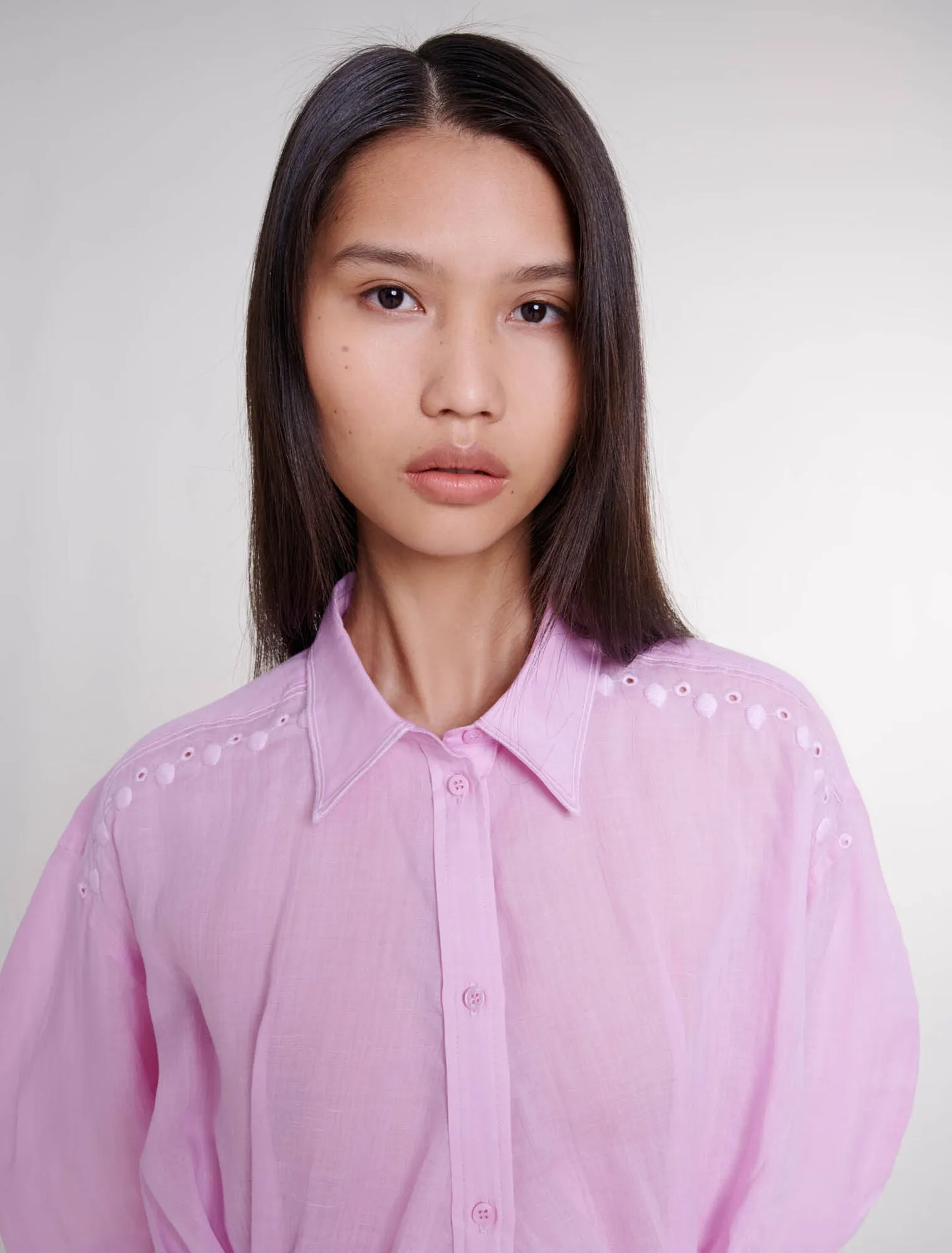 Ramie cropped shirt