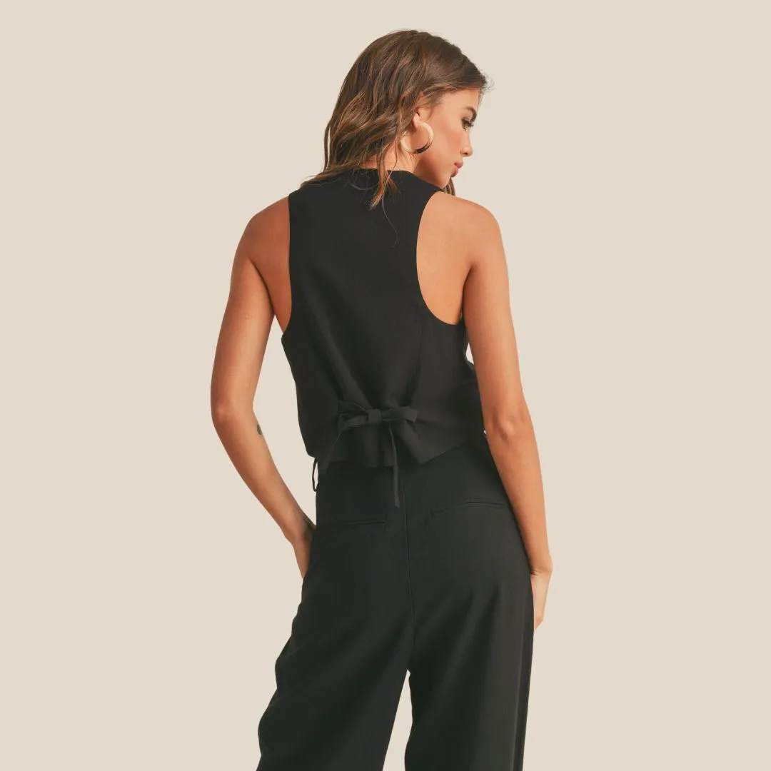 Rayon Tuxedo Vest (Black)