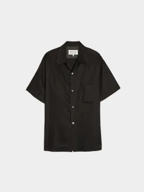 Rayon Twill Short-Sleeved Shirt, Black