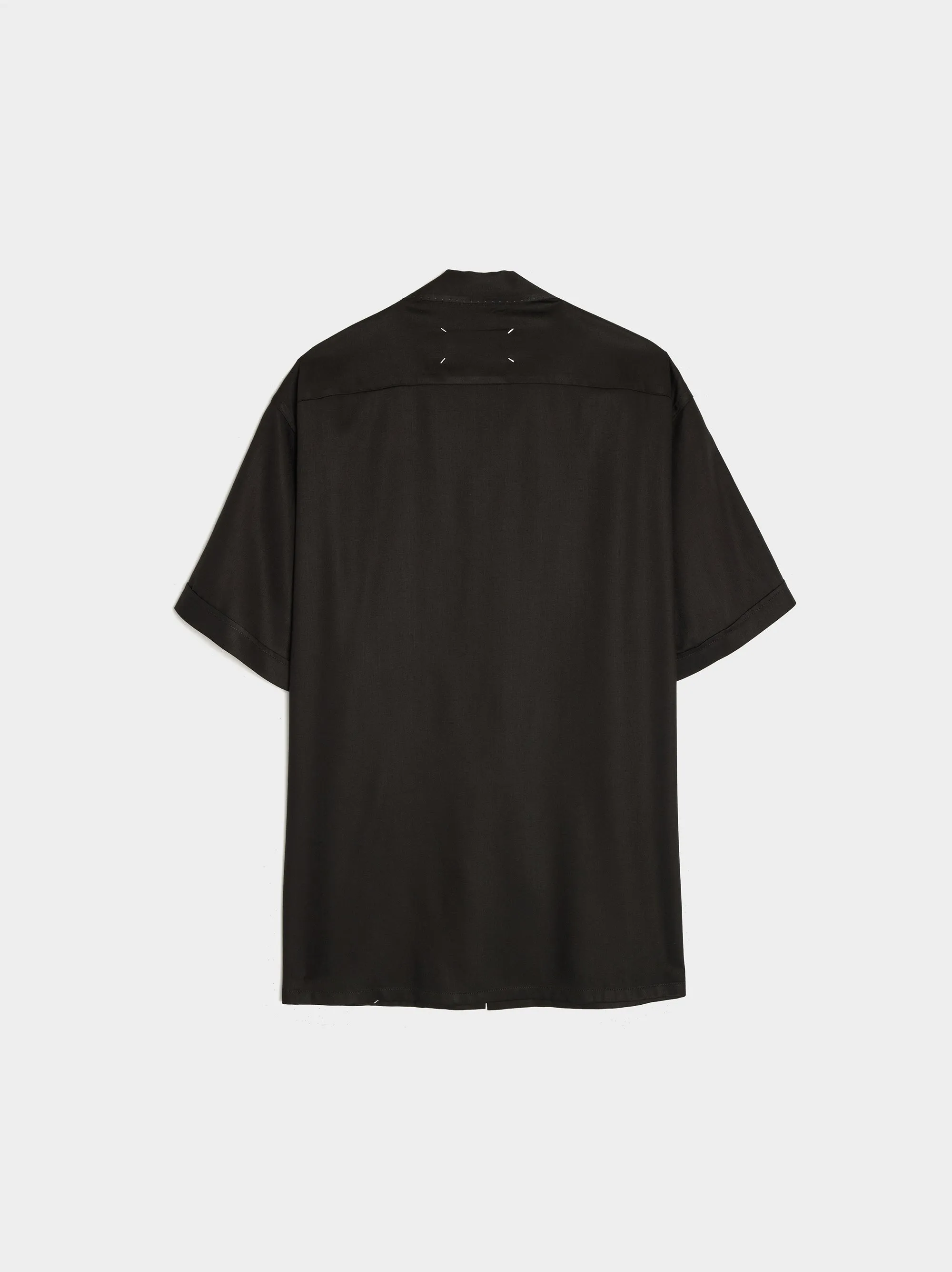 Rayon Twill Short-Sleeved Shirt, Black