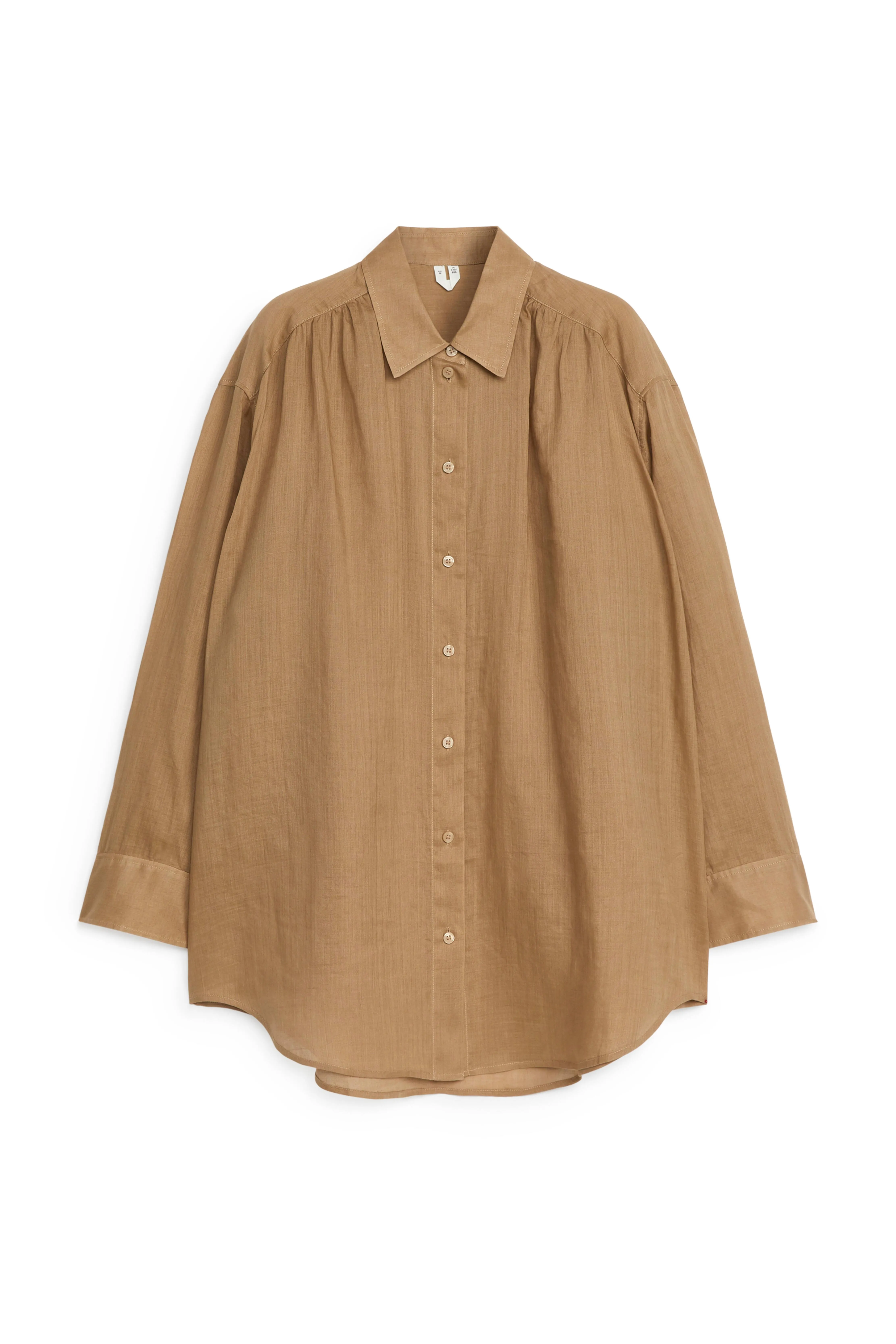 Relaxed Ramie Shirt - Long sleeve - Regular length - Beige - Ladies | H&M GB