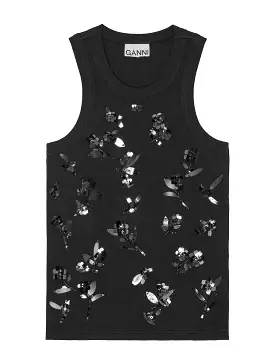 RIB JERSEY EMBELLISH TANK TOP