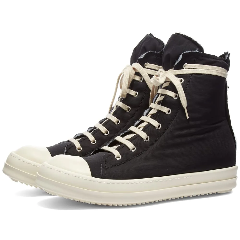 Rick Owens DRKSHDW Sneaks Cotton Nylon Hi Top SneakerBlack & Milk