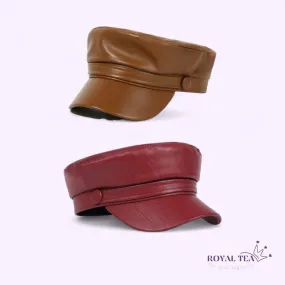 ROYALTEA STRT Leather Classic Newspaper Boy Hat Cap