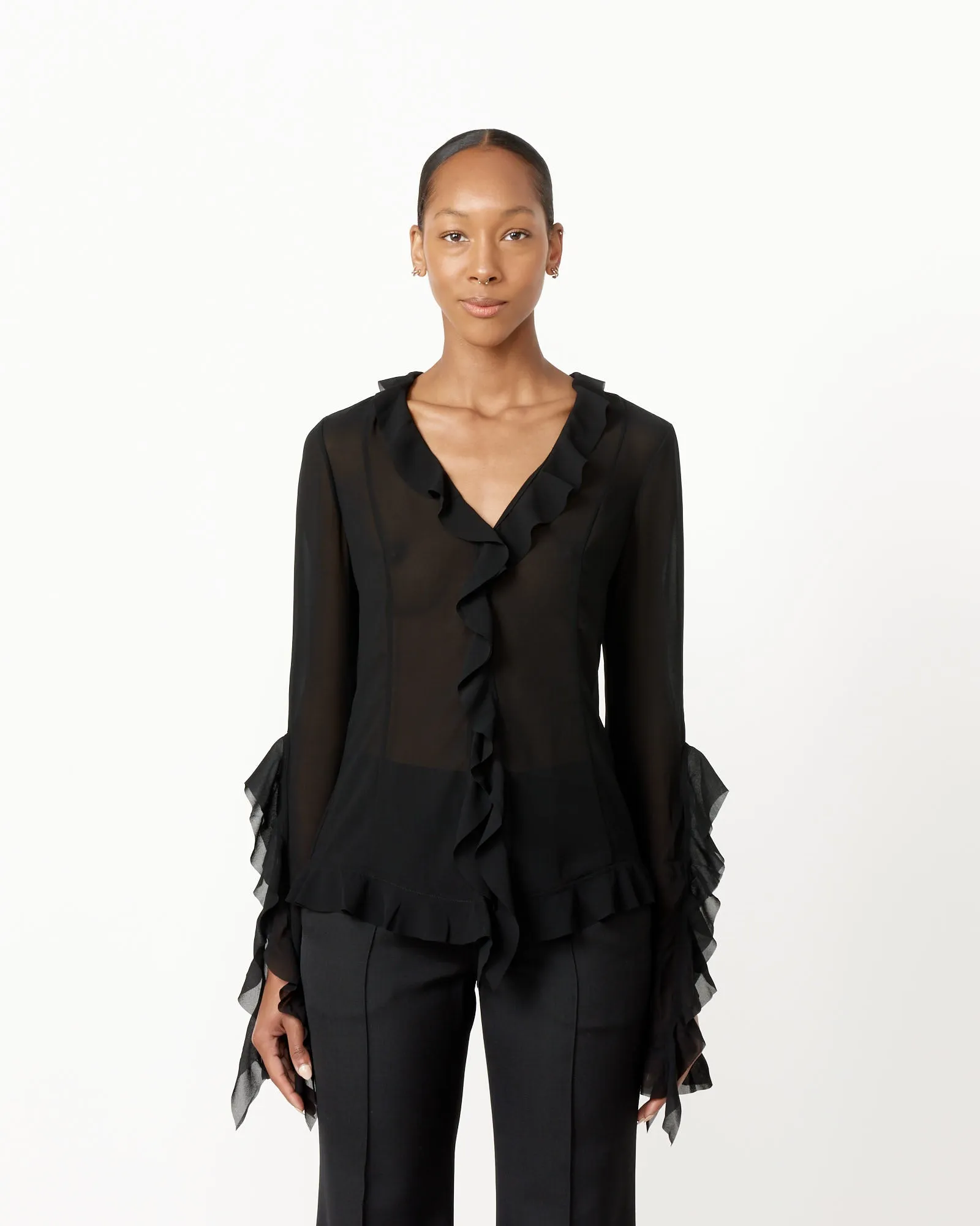 Ruffle Blouse in Black