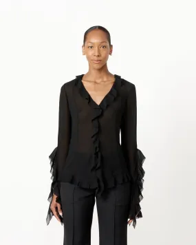 Ruffle Blouse in Black