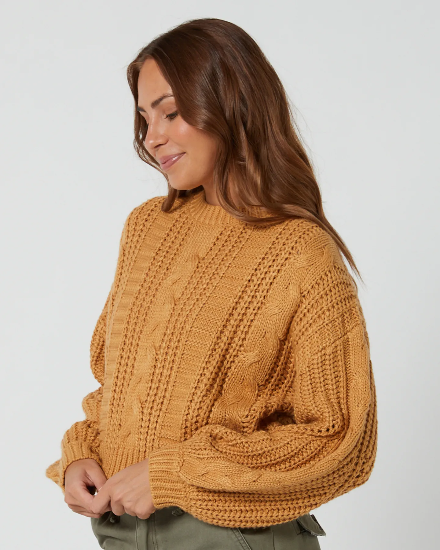 Rusty Folktale Crop Chunky Knit - Pale Mustard | SurfStitch