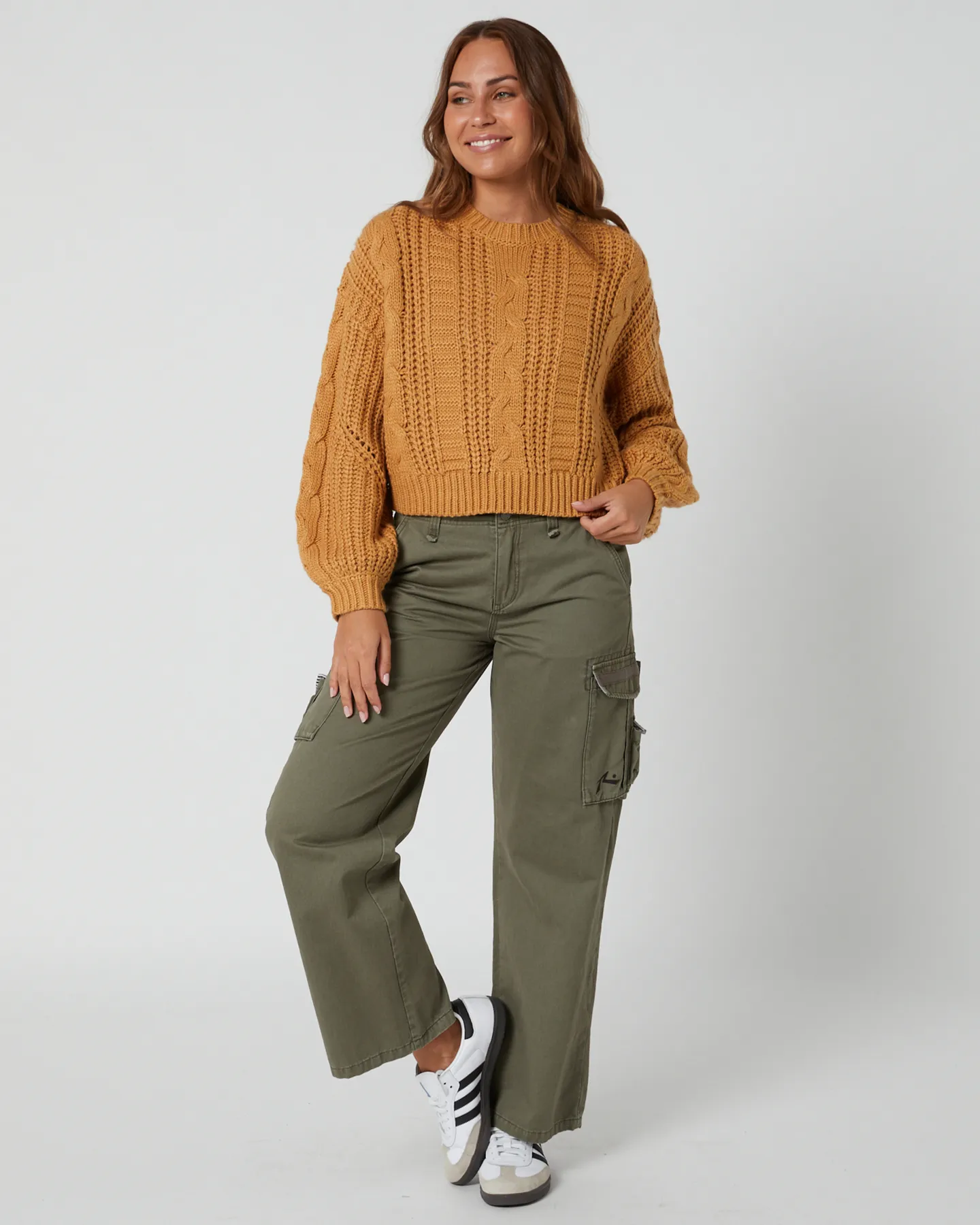 Rusty Folktale Crop Chunky Knit - Pale Mustard | SurfStitch