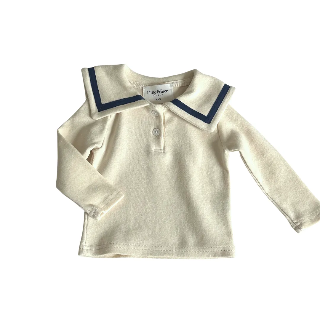 Sailor Top - Ivory + Navy Trim