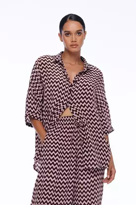 Santiago Shirt - Chocolate/Ivory/Pink Zig Zag