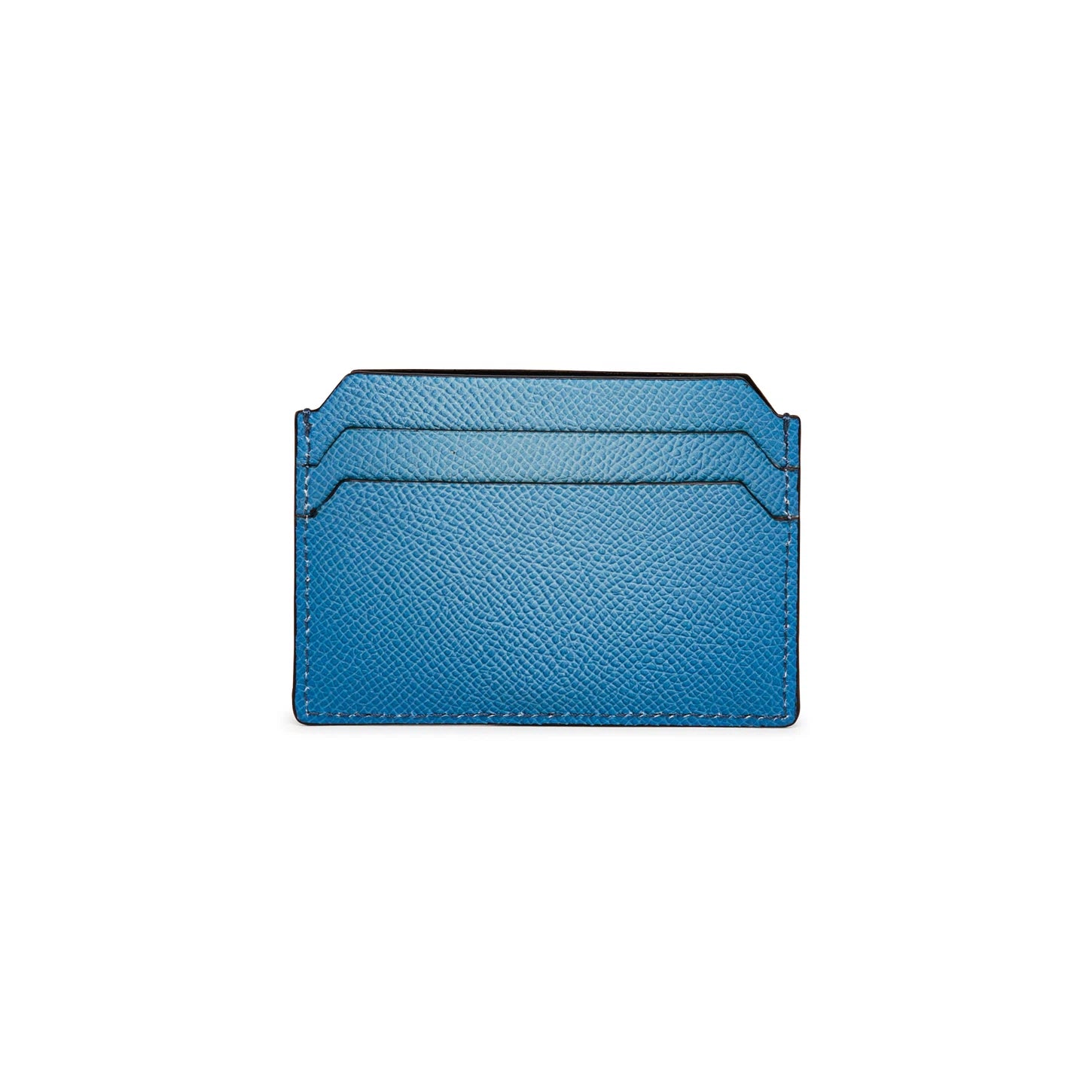 SANTONI Light Blue Saffiano Leather Credit Card Holder