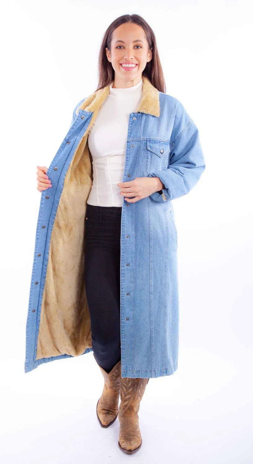 Scully Womens Long Sherpa Lined Denim Cotton Blend Cotton Jacket