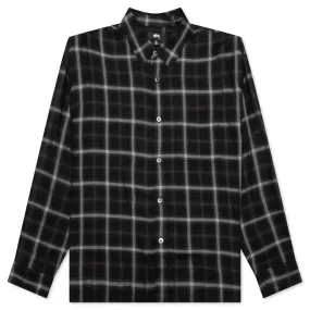 Shadow Plaid Rayon Shirt - Black