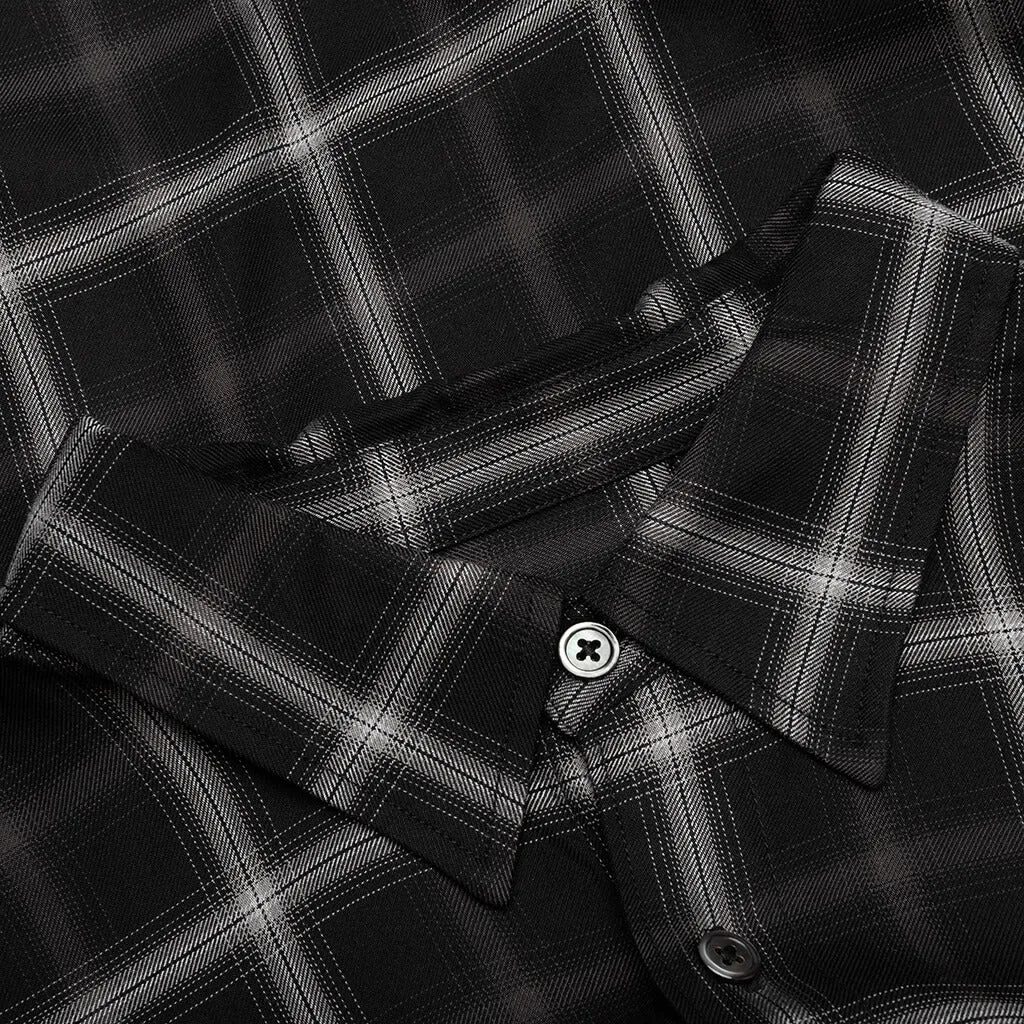 Shadow Plaid Rayon Shirt - Black