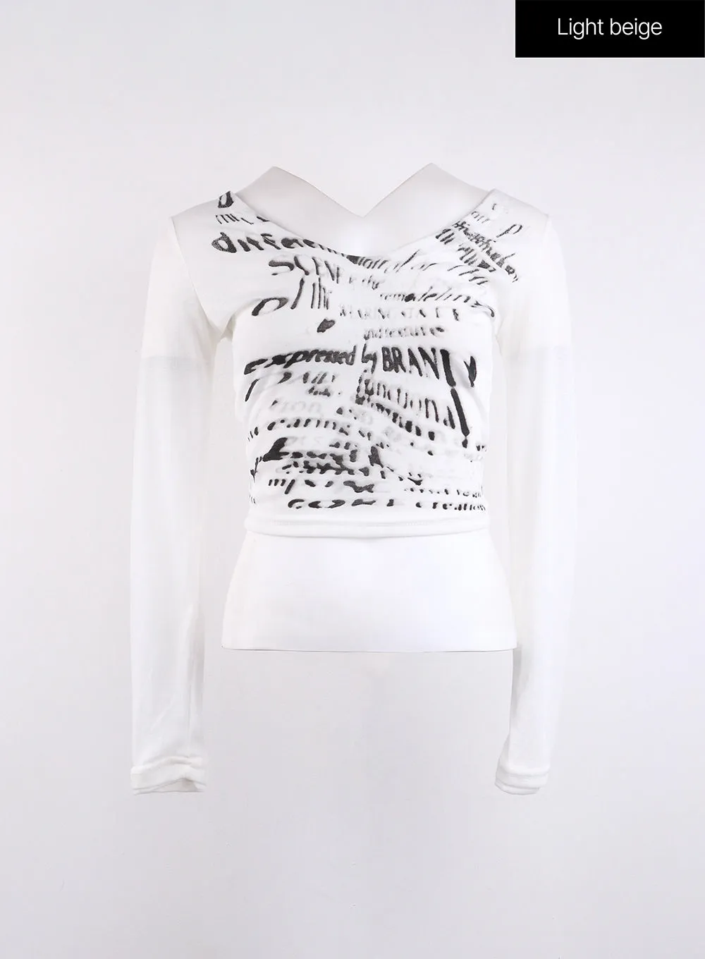 Sheer Graphic Lettering Crop Top CJ422