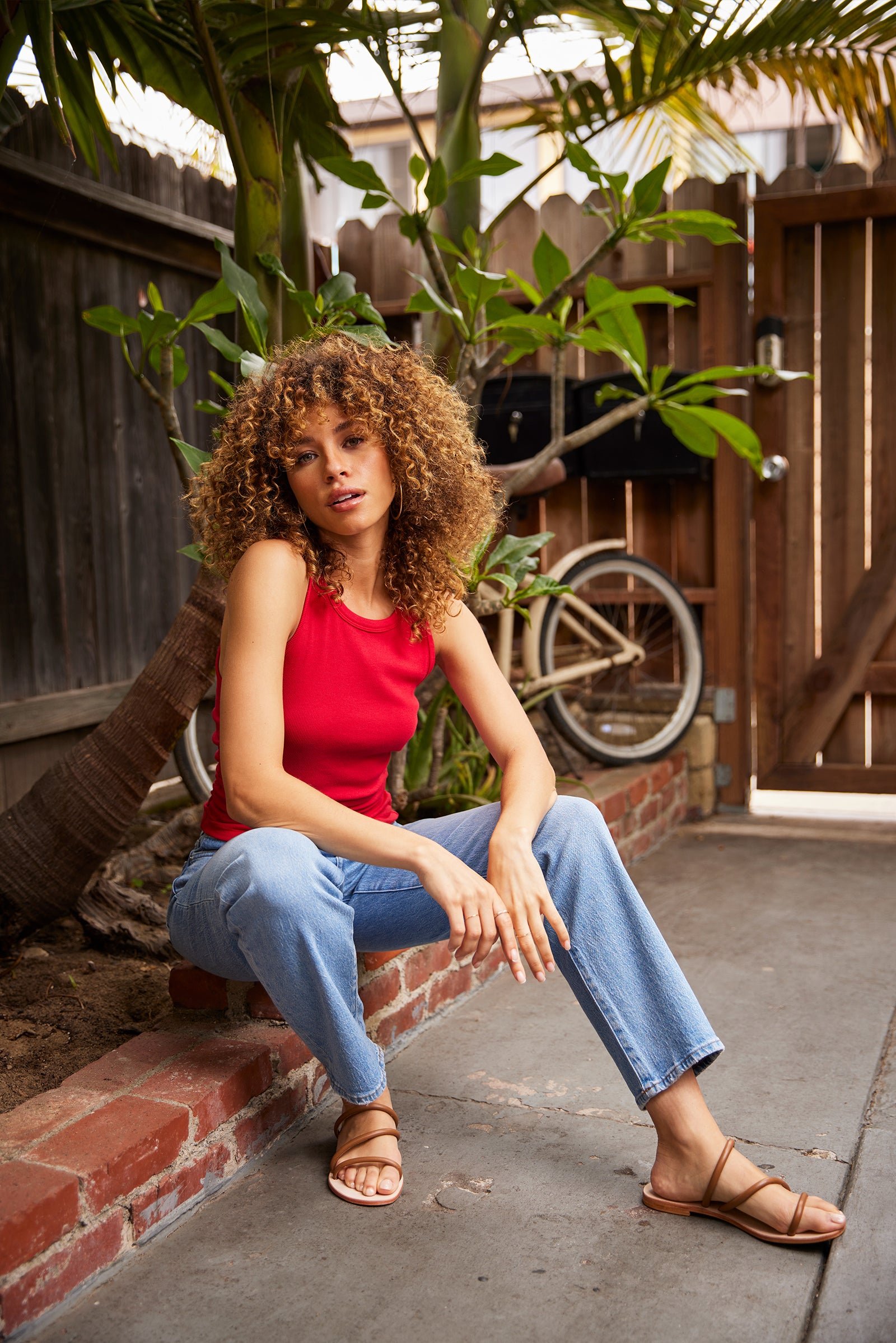 SHIRRED CREWNECK TANK