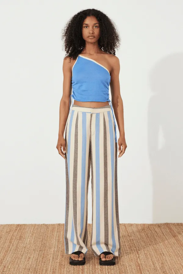 Sky Contrast Knit Crop Top Sky