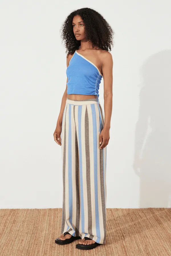 Sky Contrast Knit Crop Top Sky