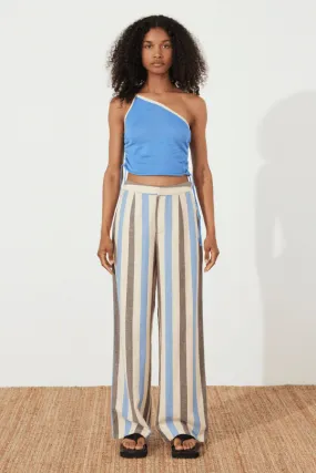 Sky Contrast Knit Crop Top Sky