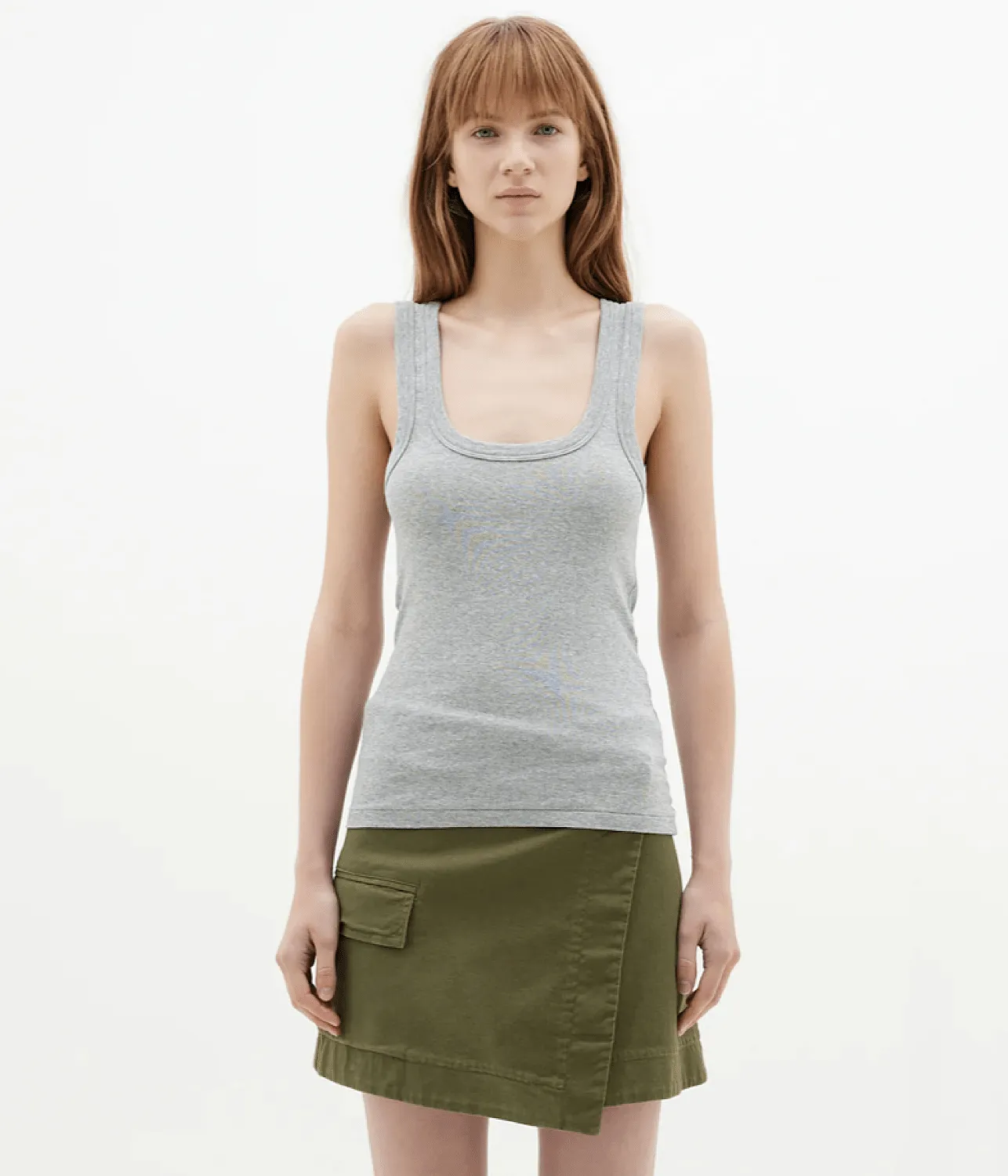 SLIM SUPERFINE RIB TANK -GREY MARLE