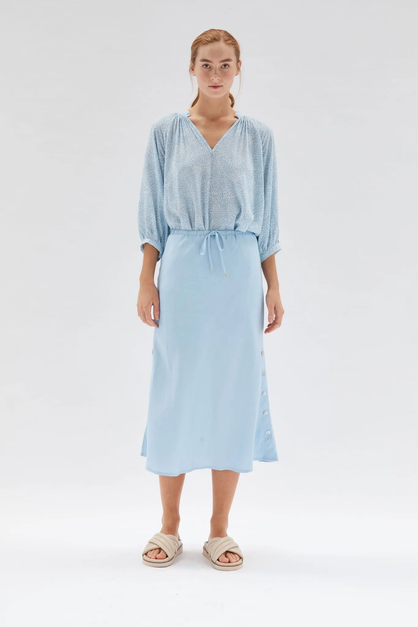 Staple the Label - Skylar Bias Midi Skirt in Sky Blue