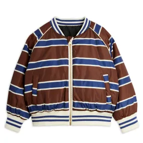 Stripe reversible baseball jacket