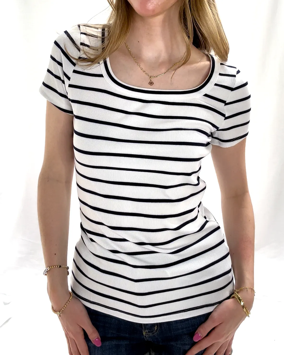 Stripe Top - Ivory/Navy