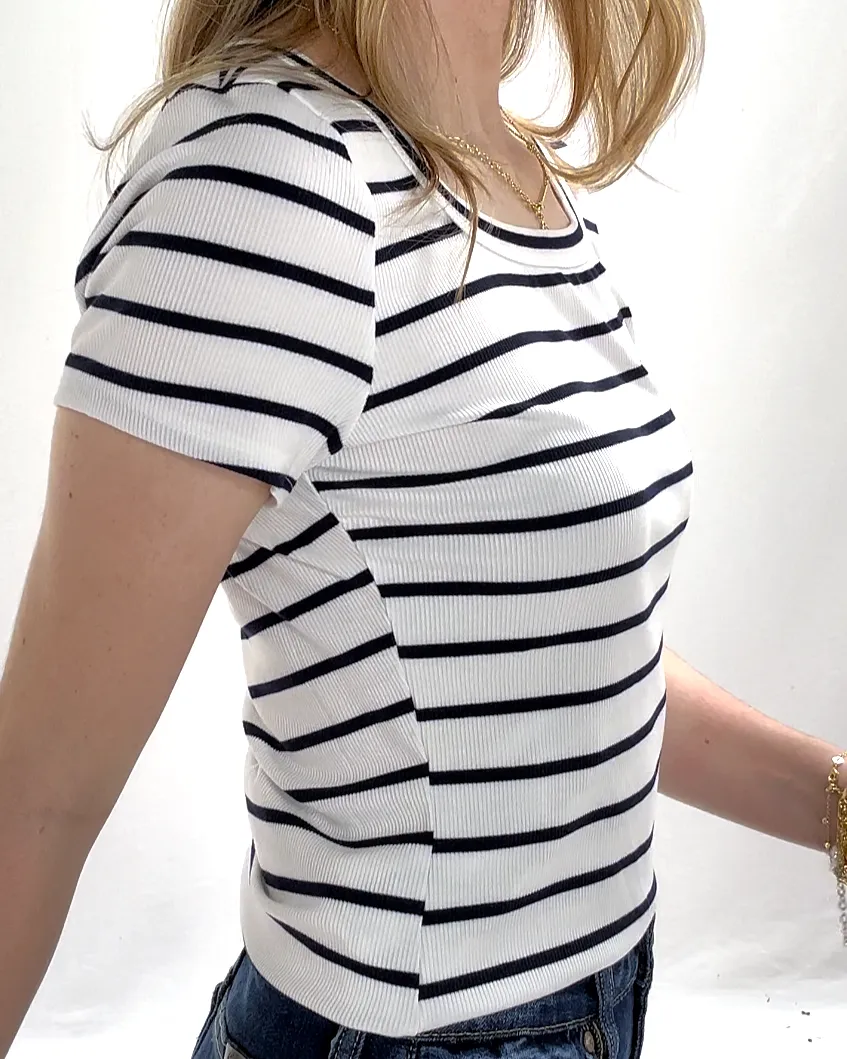 Stripe Top - Ivory/Navy