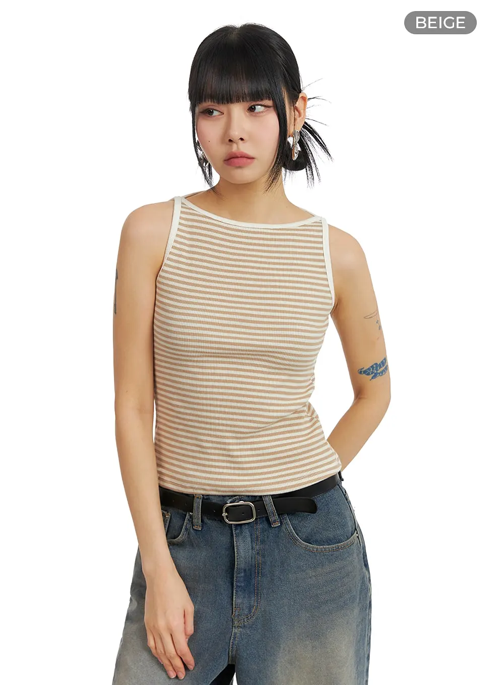 Striped Cotton Sleeveless Top IM414