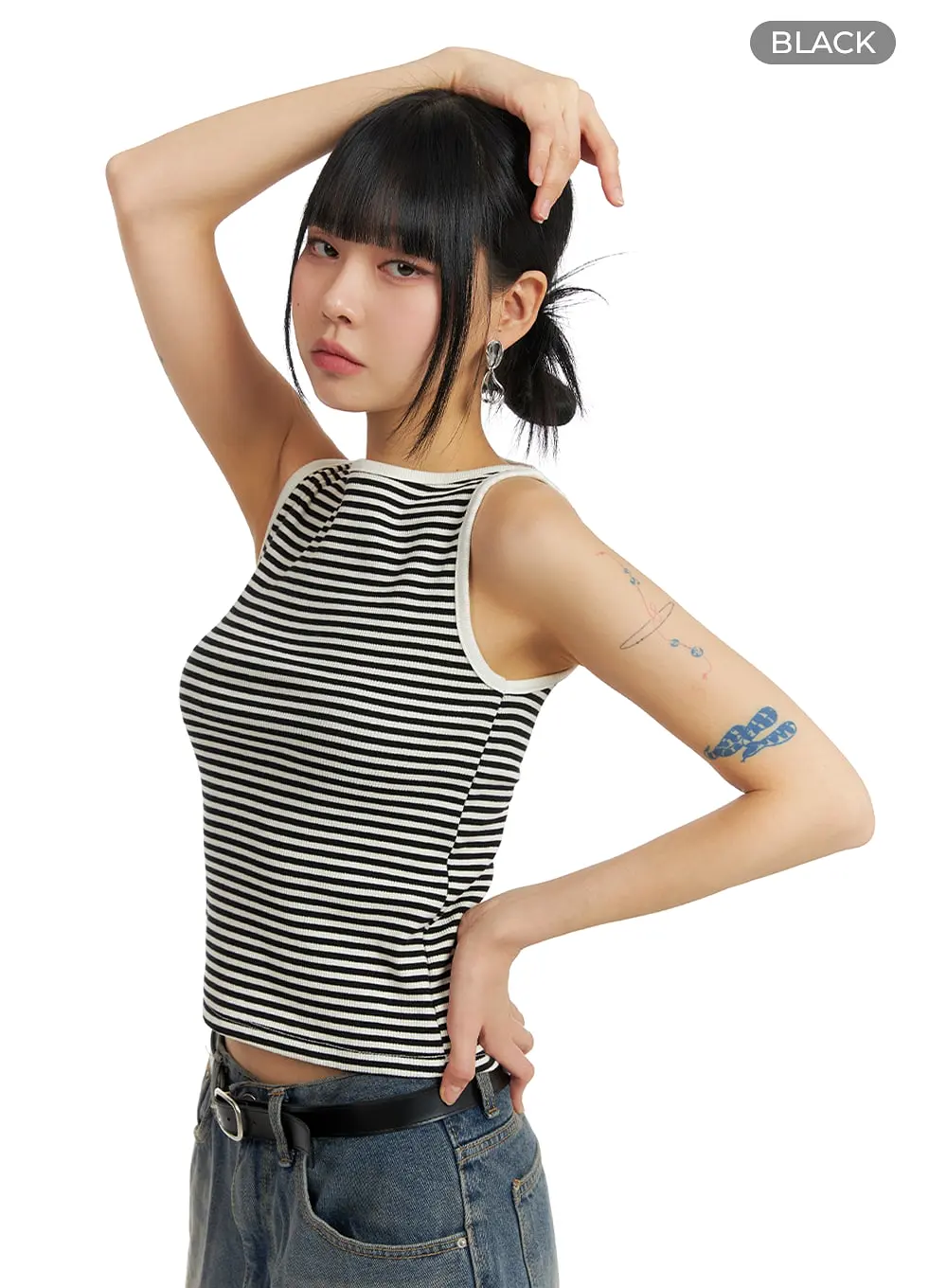 Striped Cotton Sleeveless Top IM414